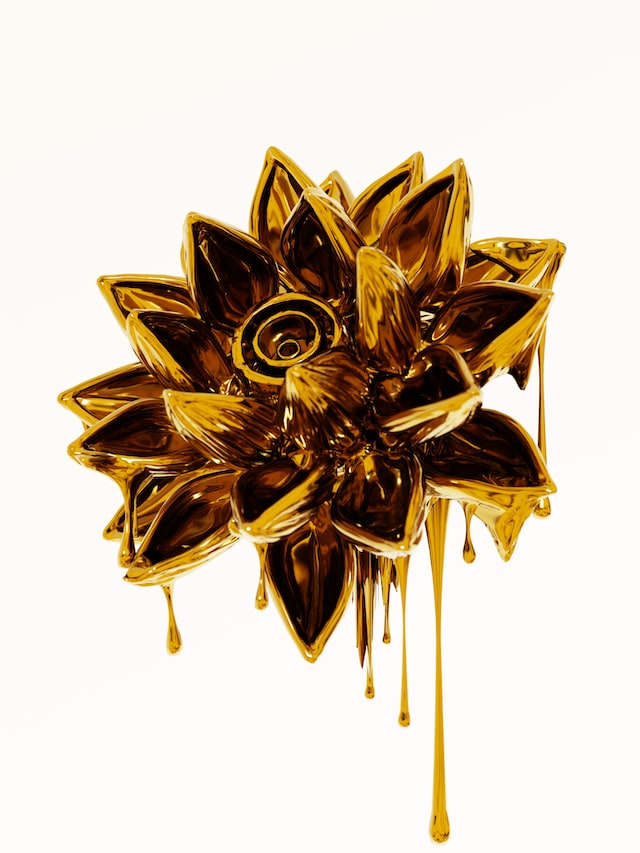 melting golden 3D rendering style